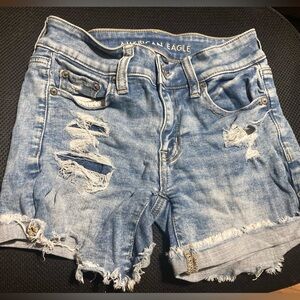American Eagle Outfitters Blue Distressed Jean Shorts